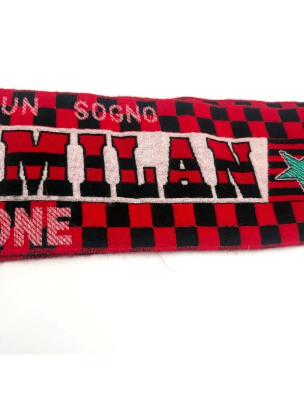 AC Milan Forza Milan Campioni Italia Soccer Scarf Red Black Fringe Fan Scarf